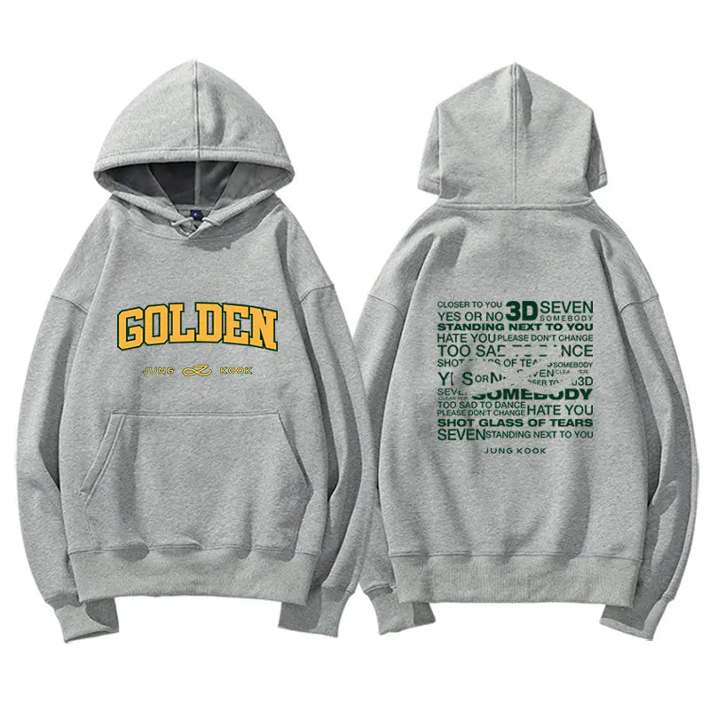 👗: Jungkook Golden Album Hoodie - Fleece Pullover Top