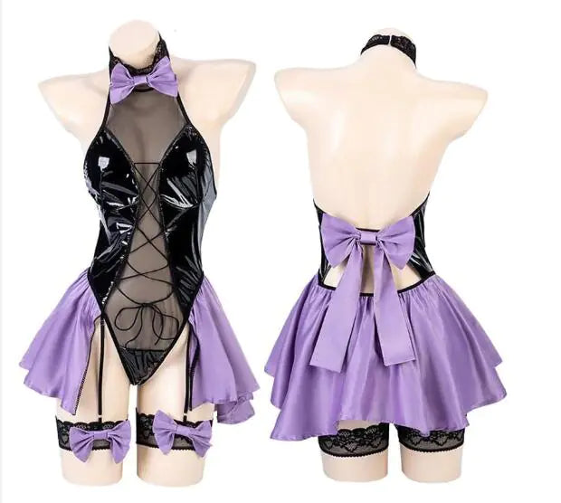 👩‍🍳: Miyuki Maid Lingerie Set with Open-Crotch - Playful Fantasy Costume