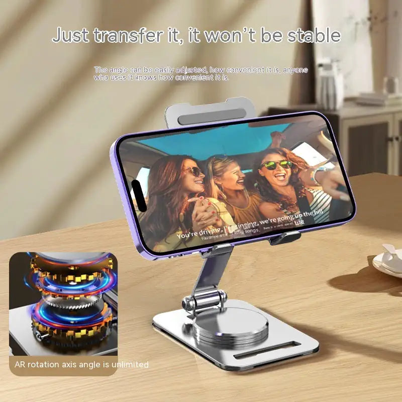 📱: 360° Rotating Metal Phone Stand - Adjustable Desktop Tablet Holder