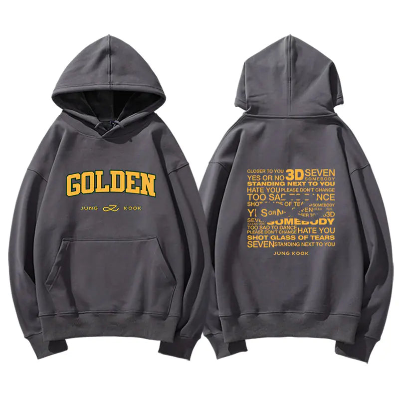 👗: Jungkook Golden Album Hoodie - Fleece Pullover Top