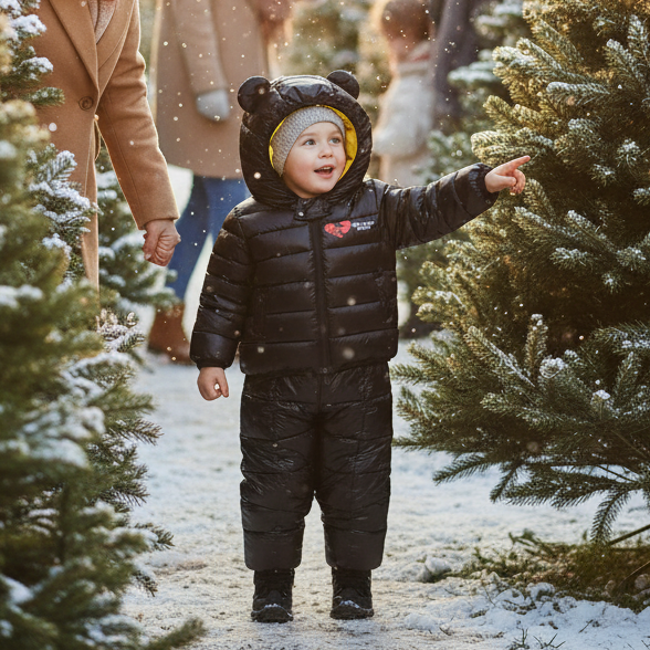 🧥: Kids' Down Jacket and Cotton Coat Two-Piece Set