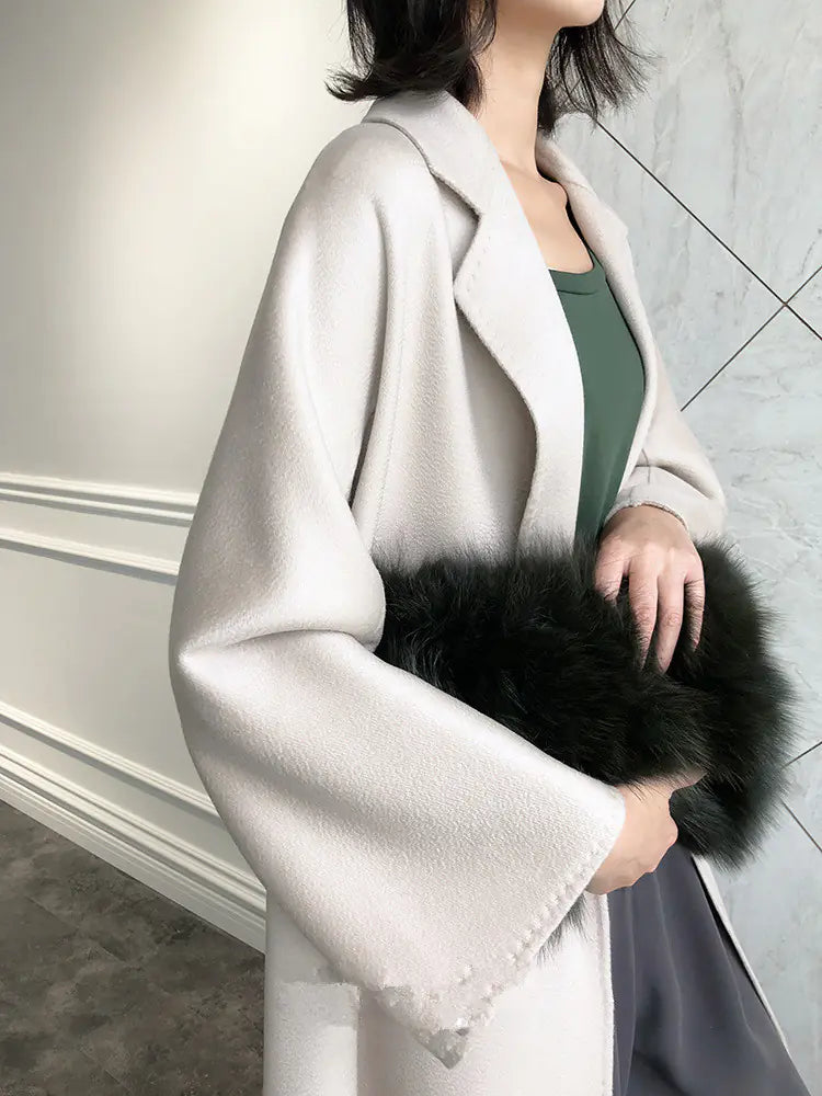 🧥: Camel Color Double-Sided Cashmere Coat for Women