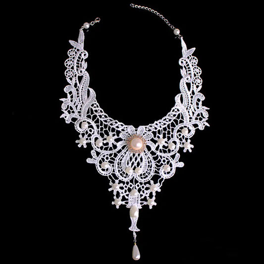 💎: Vintage White Lace Choker Necklace for Brides