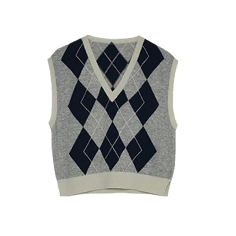 👗: Jennie Style Korean Diamond V-Neck Knitted Vest Top
