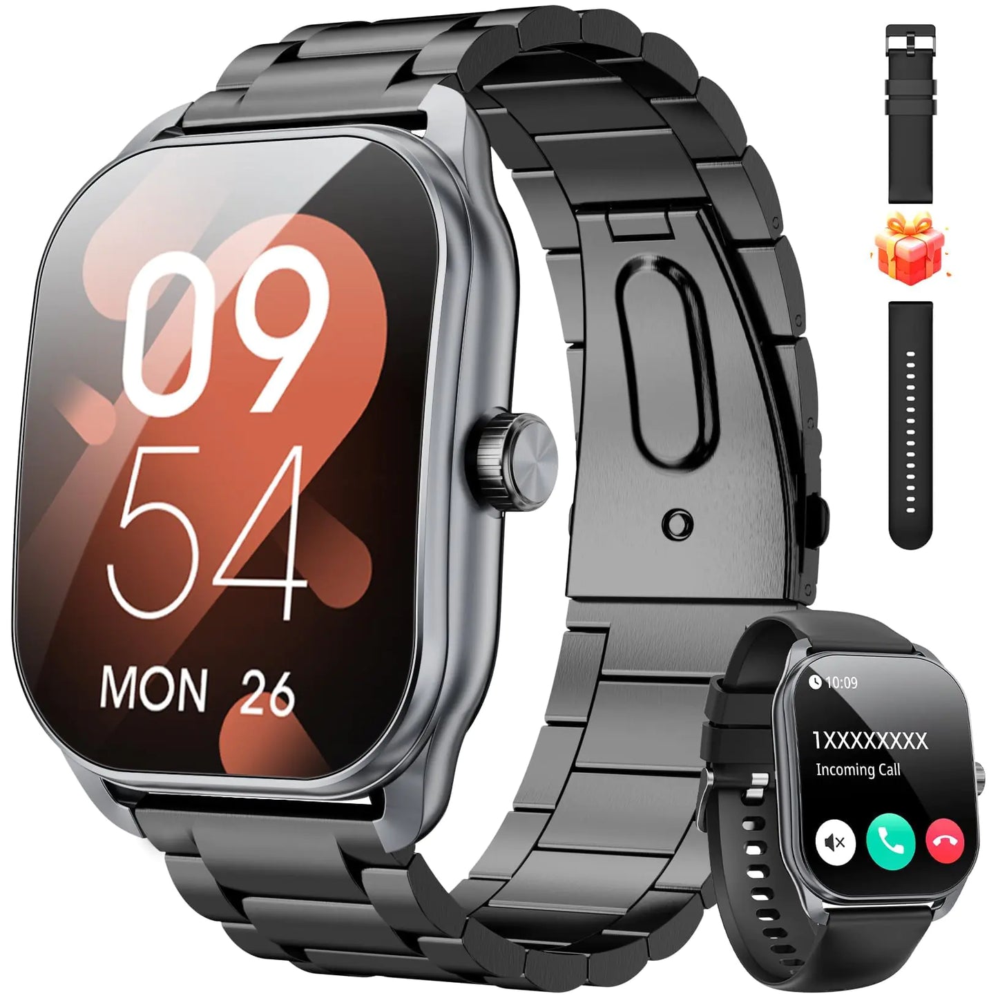 🪖: Curve Military Smart Watch - 2.01" Tactical Fitness Tracker with 2 Straps