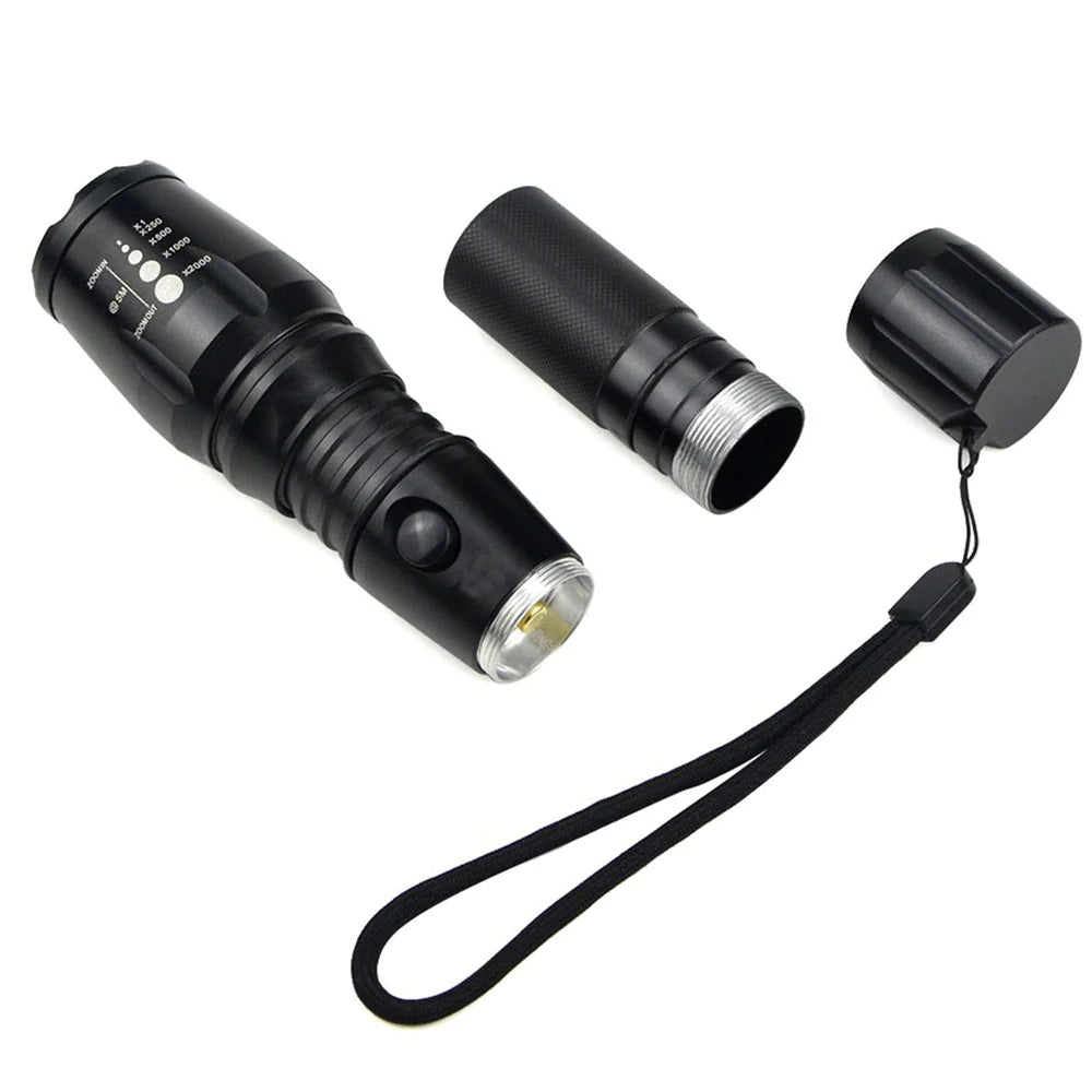 🔦 Super-Bright 90000LM LED Tactical Flashlight - 5 Modes Zoomable Torch