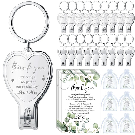 💕: Premium Wedding Favors 50 Sets - Heart Bottle Opener with Organza Bags & Cards