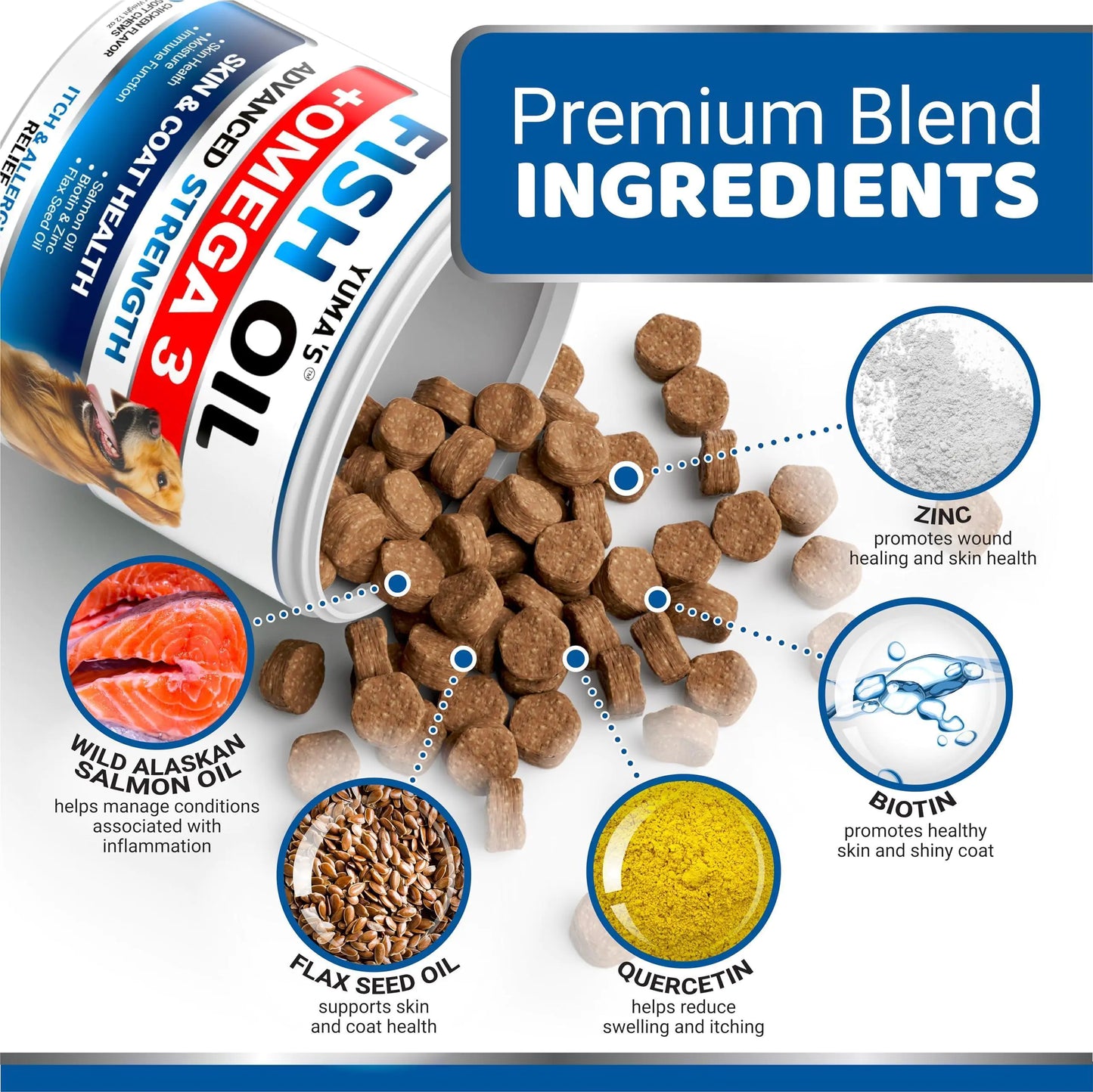 🐕: Omega 3 Fish Oil for Dogs - 170 Chews Skin & Coat Supplement