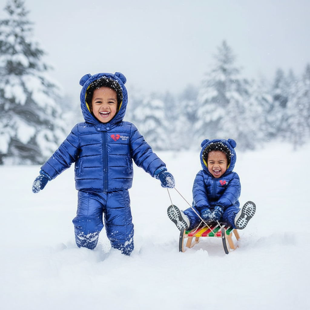 🧥: Kids' Down Jacket and Cotton Coat Two-Piece Set