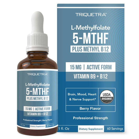 🍓 L-Methylfolate 15mg + B12 Sublingual Liquid - Organic Berry Professional Strength