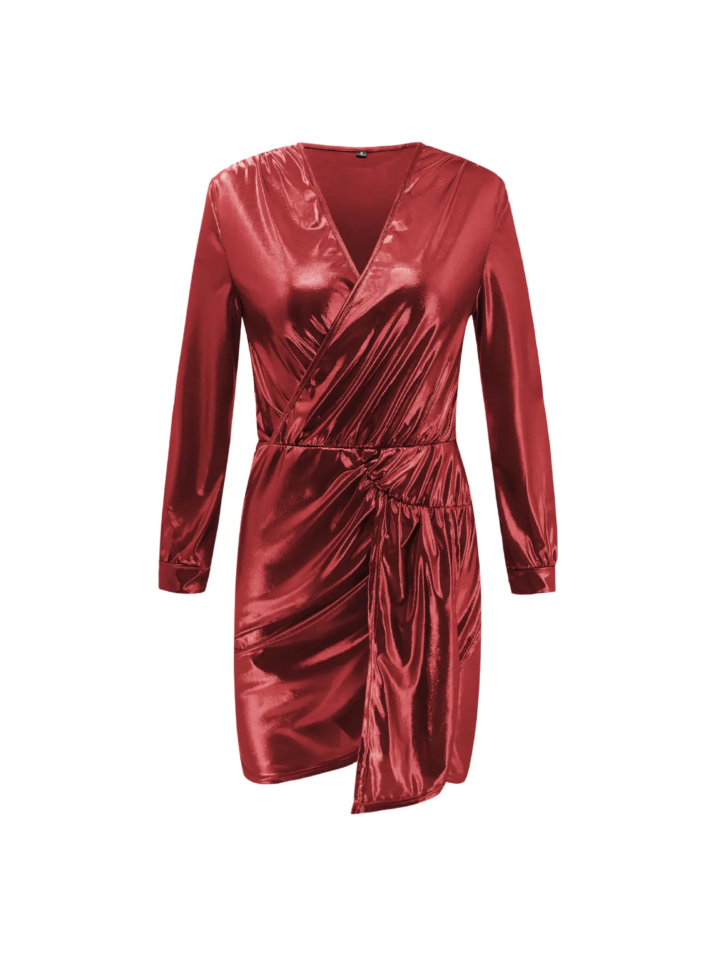 👗: Solid Color Deep V Long Sleeve Mini Dress - Elegant Bodycon Style