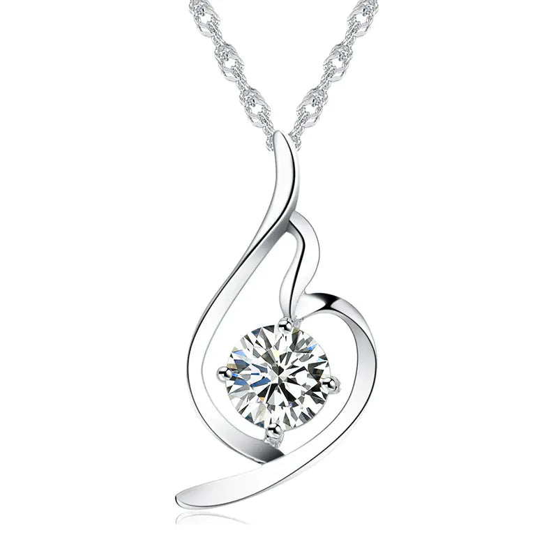 💎: 925 Sterling Silver Stylish Diamond Pendant Necklace - Elegant Fashion Jewelry