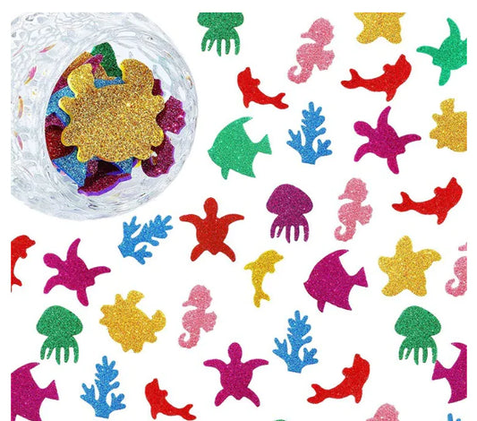 🐠: DIY Ocean Animal Glitter Foam Stickers for Kids