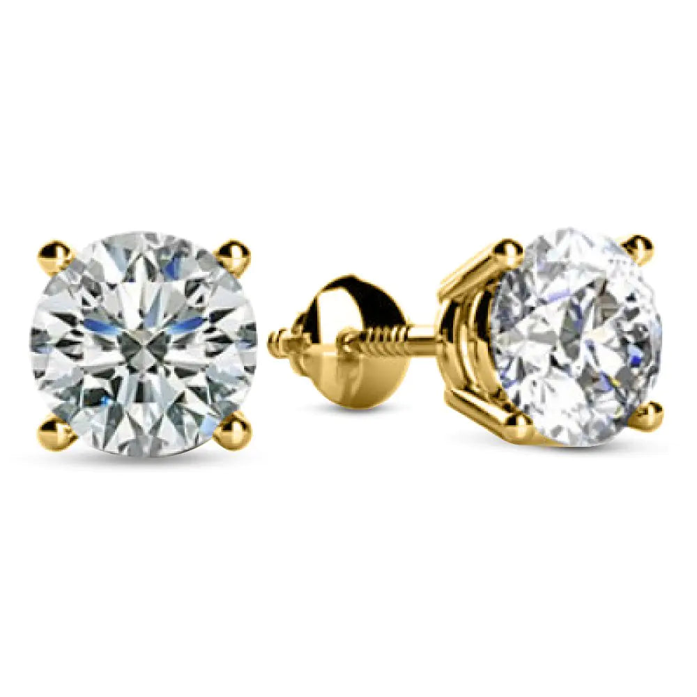 💎: Houston Diamond District 1/4 Carat Natural Diamond Stud Earrings - 14K Yellow Gold Solitaire