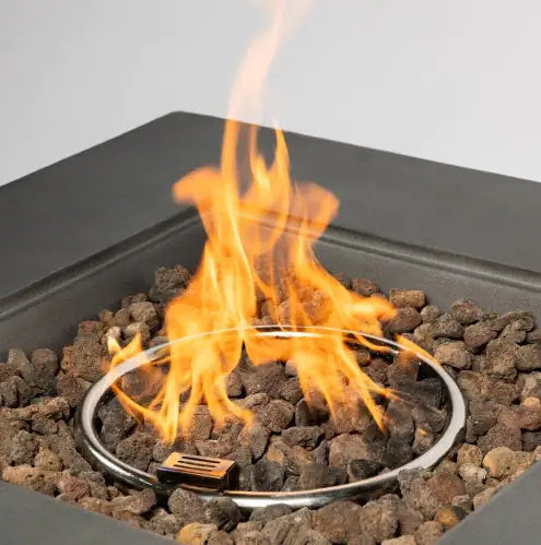 🔥: Outdoor Propane Fire Pit Table, Square Stone 35-inch Planter Base, 50,000 BTU Stainless Steel Burner