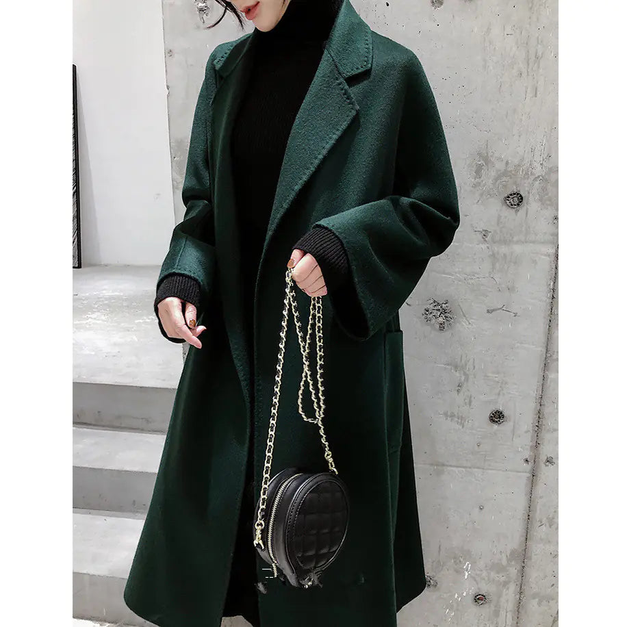 🧥: Camel Color Double-Sided Cashmere Coat for Women