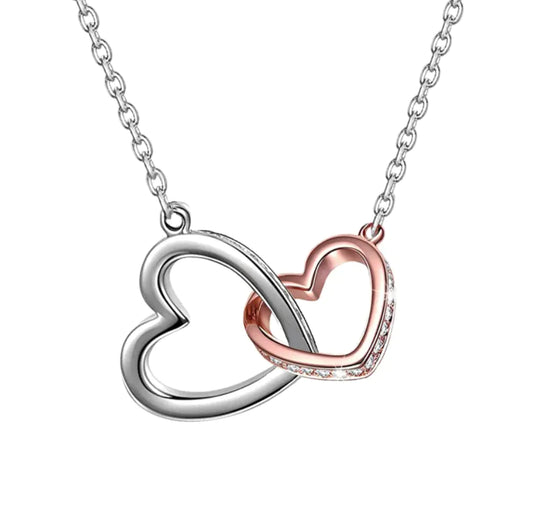 Silver Double Heart Mood Necklace