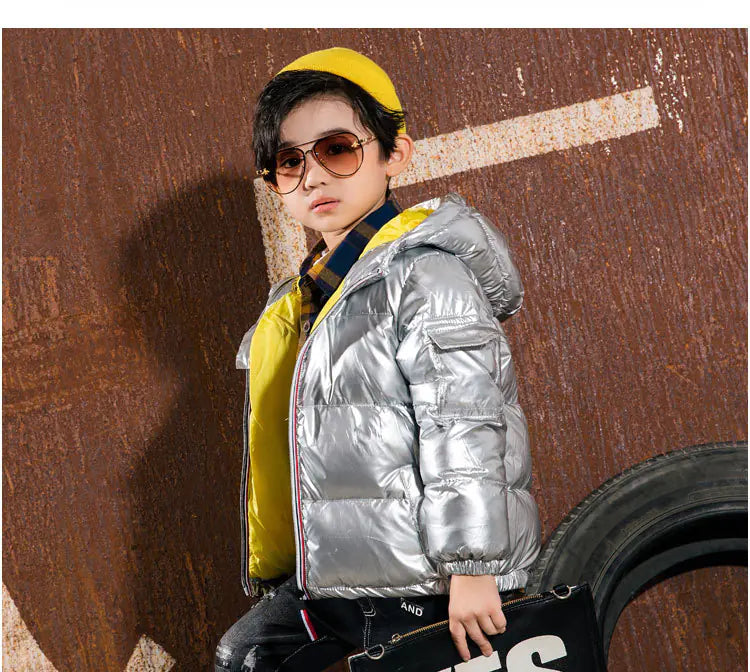 🧥: Shiny Down Jacket for Kids - Lightweight Winter Outerwear