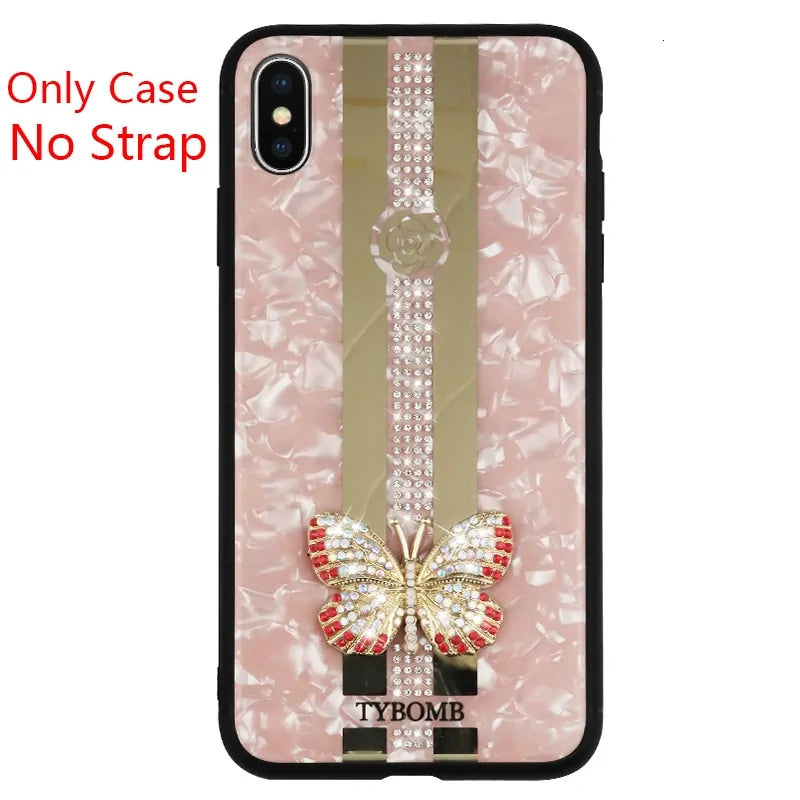 Luxury Creative Mirror Fashion Inlaid butterfly Phone Case