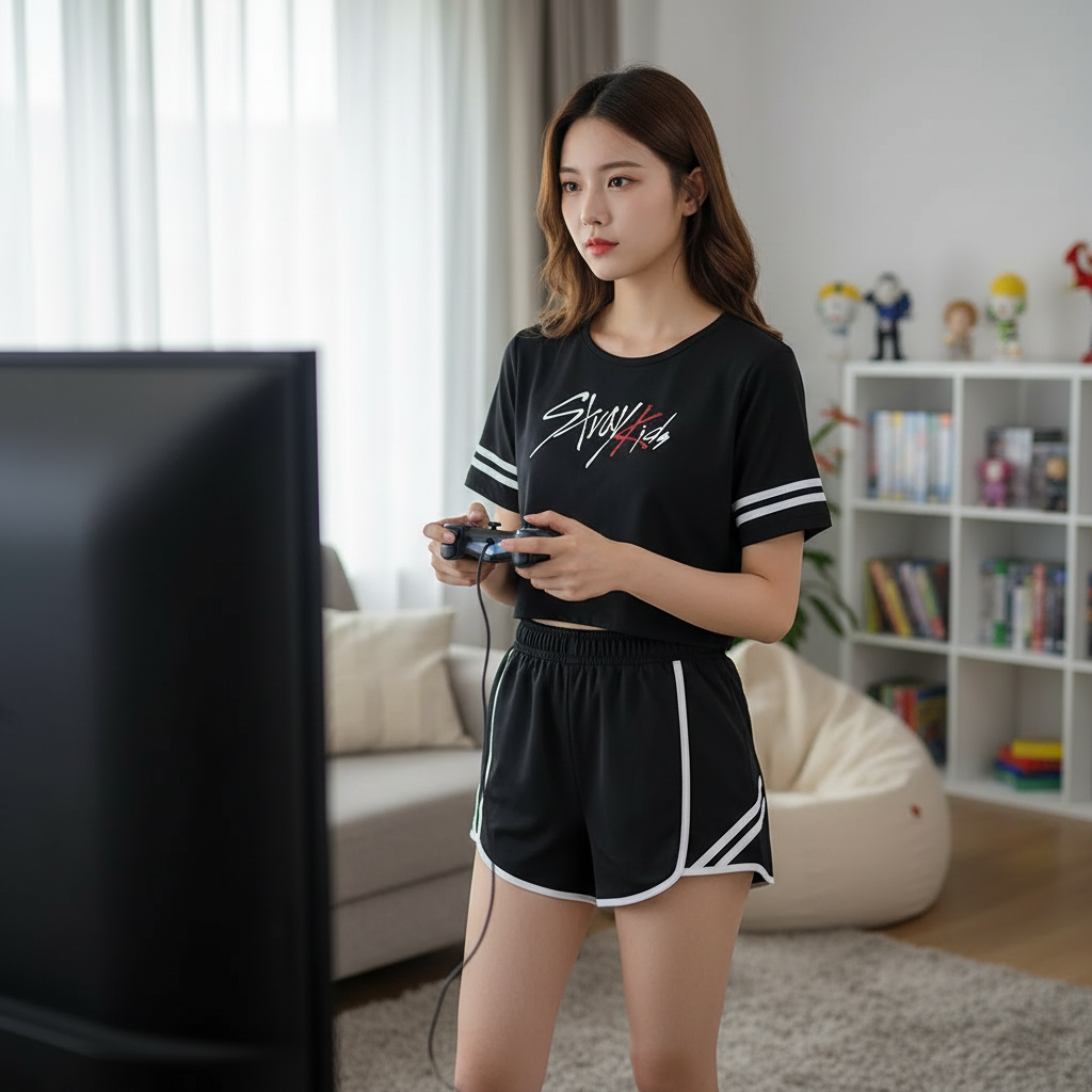 👕: Stray Kids T-Shirt + Hot Pants Set - Jisung Felix Minho Changbin Merch