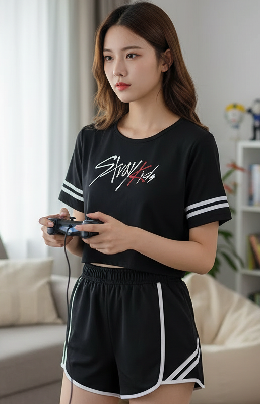 👕: Stray Kids T-Shirt + Hot Pants Set - Jisung Felix Minho Changbin Merch