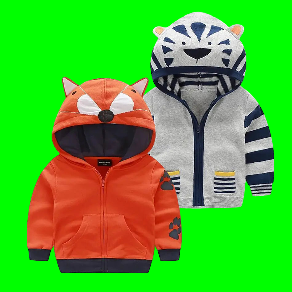 🐯: Kids Cartoon Tiger Fox Ear Hooded Jacket for Boys