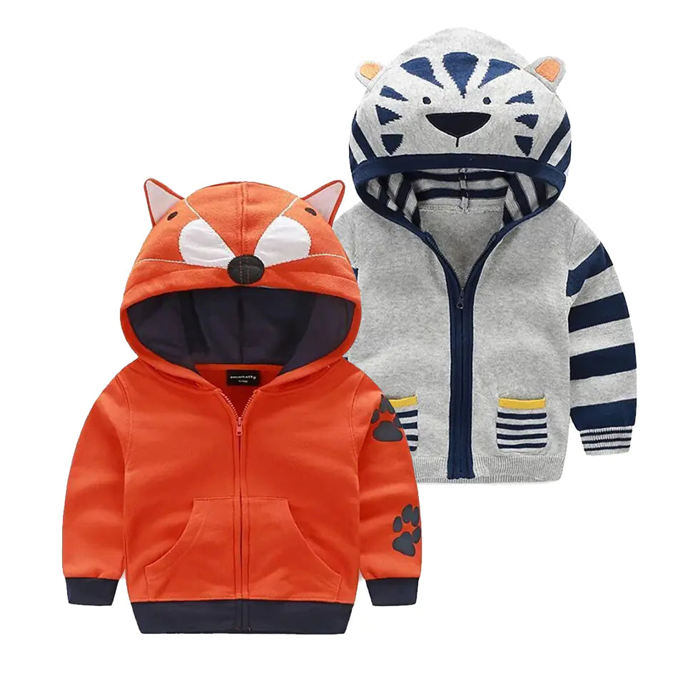 🐯: Kids Cartoon Tiger Fox Ear Hooded Jacket for Boys
