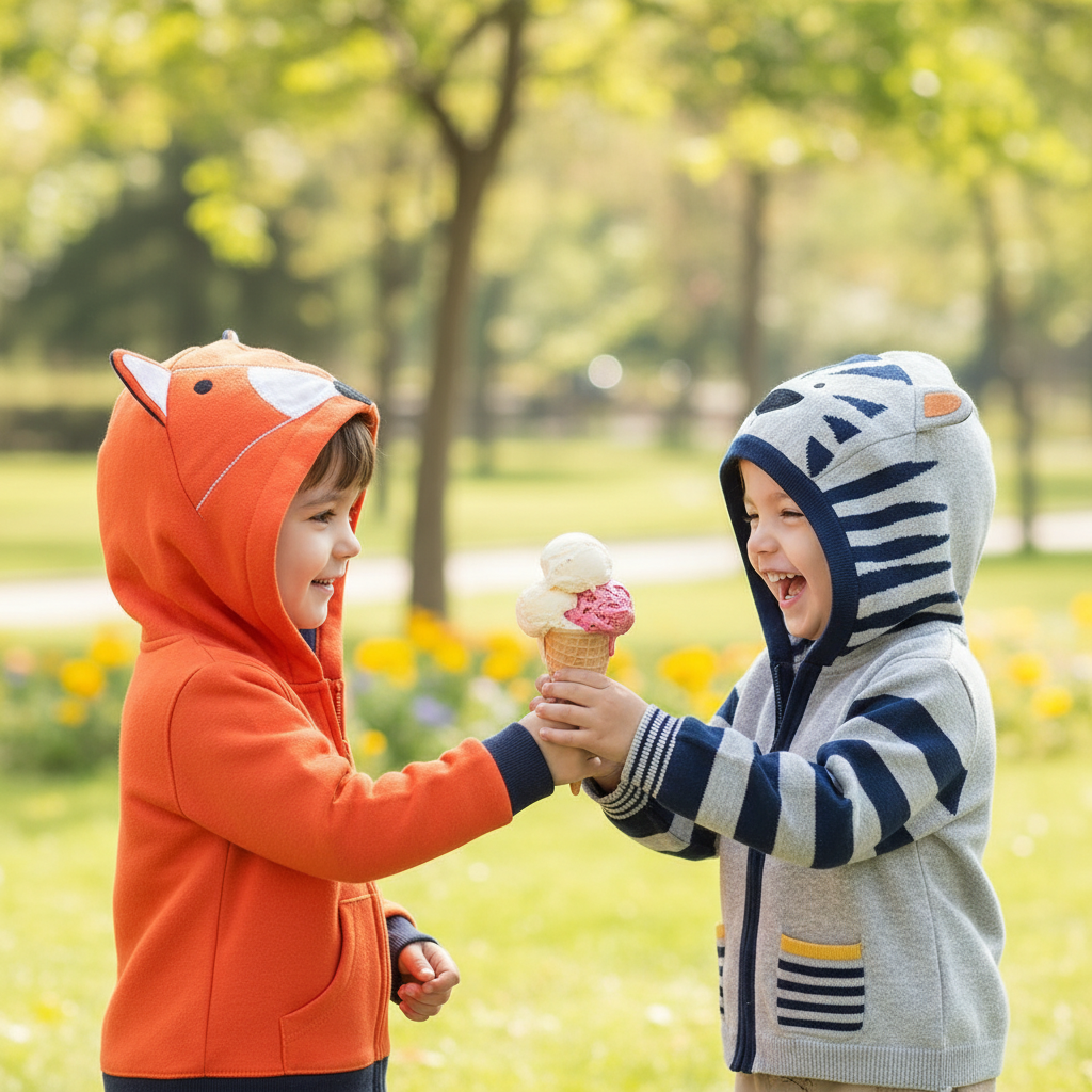 🐯: Kids Cartoon Tiger Fox Ear Hooded Jacket for Boys