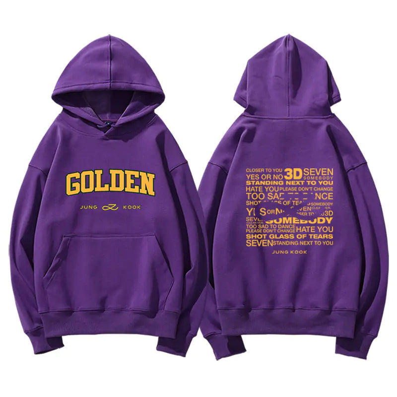👗: Jungkook Golden Album Hoodie - Fleece Pullover Top