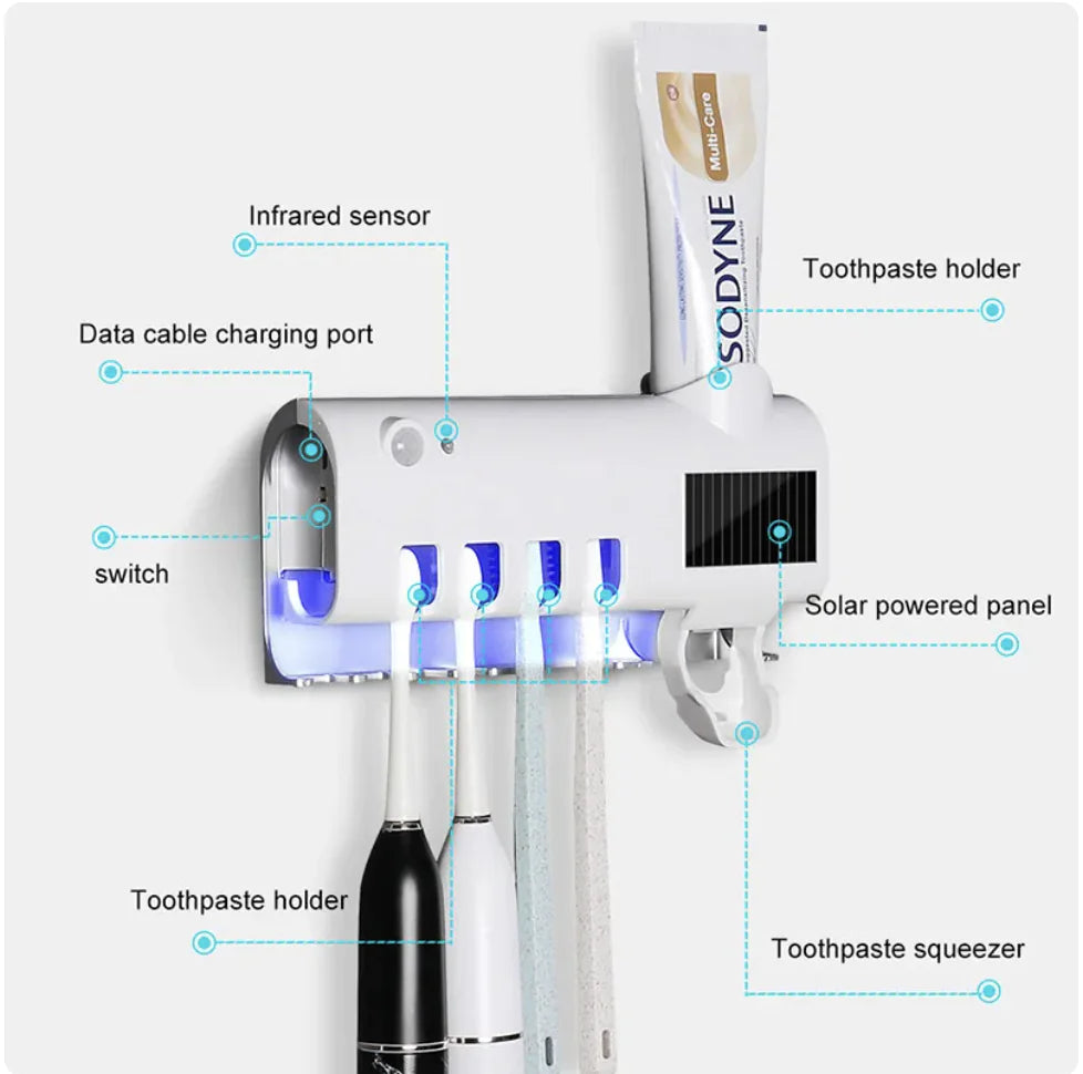 🦷 UV Toothbrush Sterilizer & Automatic Toothpaste Squeezer - Smart Hygiene System