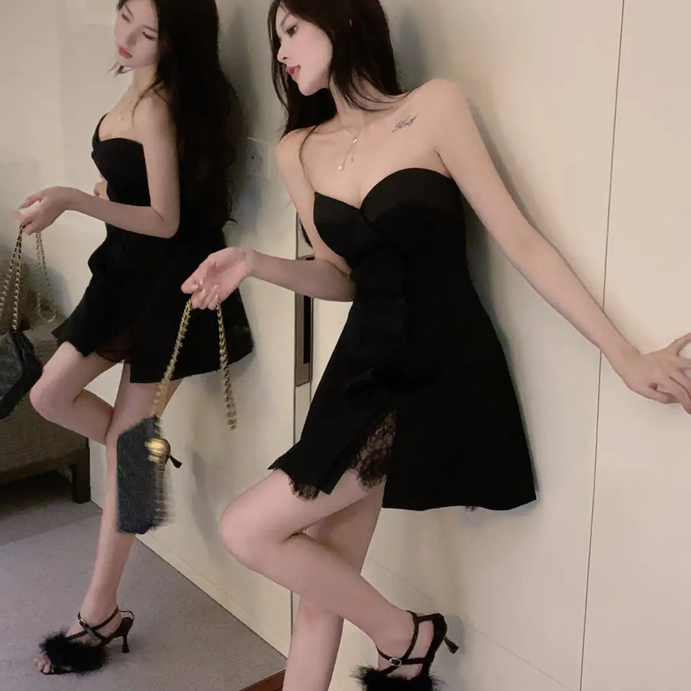 👗: Summer Lace Tube Top Dress - Elegant Women's Strapless Dress