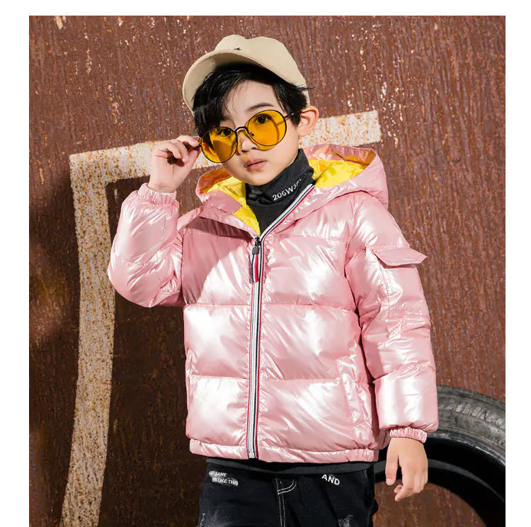 🧥: Shiny Down Jacket for Kids - Lightweight Winter Outerwear