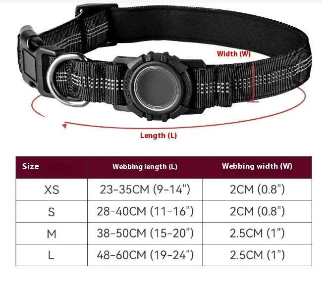 🐕: AirTag Dog Collar – Reflective Waterproof Collar with Transparent AirTag Cover