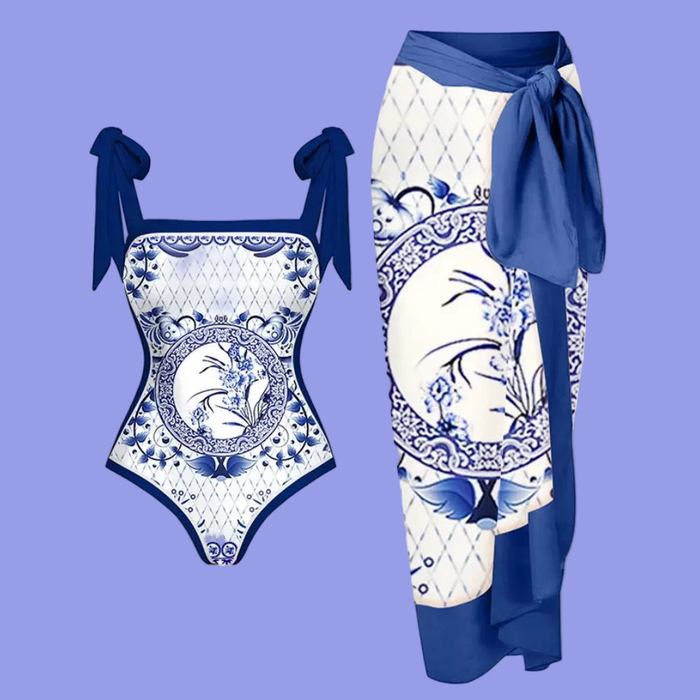 👙: Retro French One-Piece Swimsuit for Vacation