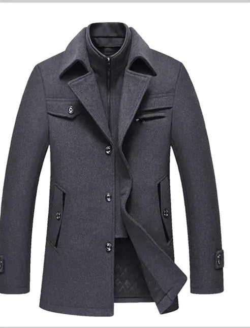 🧥: Authentic Men's Wool Overcoat - Premium Single-Breasted Winter Coat