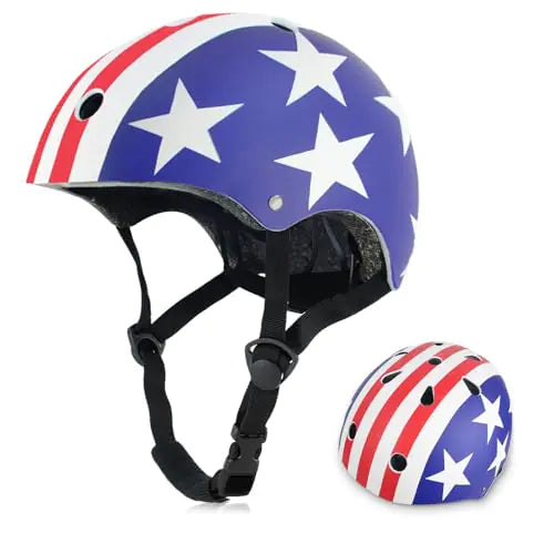 ⭐ Kids Bike Skateboarding Helmet - CPSC Certified US Star Blue Multisport Protection