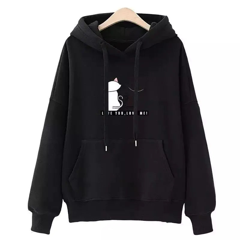 👕: Plus Velvet Korean Fashion Hoodie - Cartoon Pattern Loose Fit Top