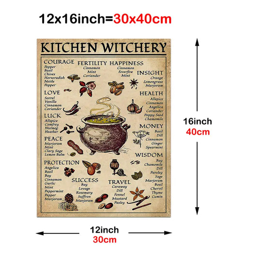 🎨: Funny Kitchen Witchery Art Print - Whimsical Wall Decor Canvas