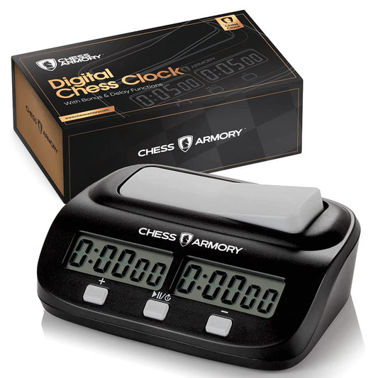 ⏱️: Chess Armory Digital Chess Clock – Portable Tournament Timer with Bonus Time & Delay Features