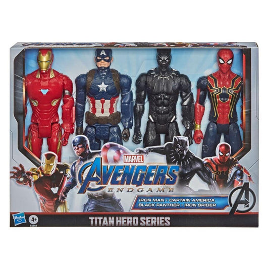 🦸: Marvel Avengers Endgame Titan Hero Series 12" Action Figures – 4-Pack (Captain America, Iron Spider, Black Panther & Iron Man)