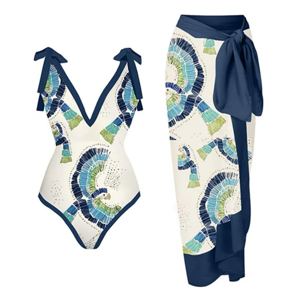 👙: Retro French One-Piece Swimsuit for Vacation