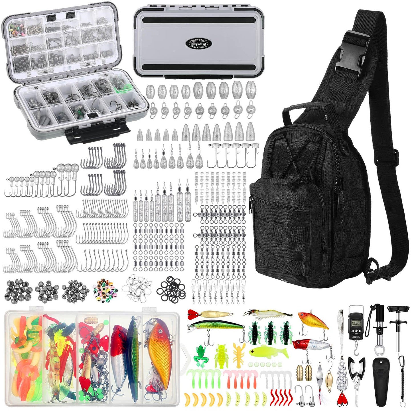🎣: 482-Piece Fishing Gear Kit – Tackle Box, Backpack, Lures, Hooks & Sinkers Included