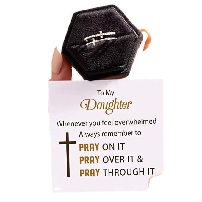 💍: Women's Double-Layer Diamond Cross Frame Ring