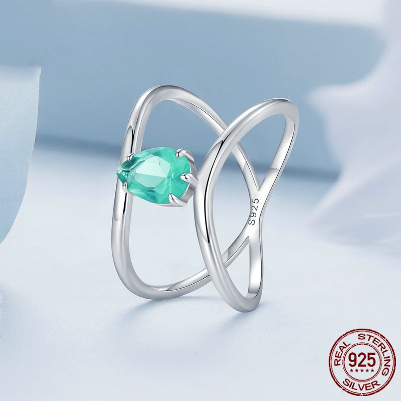 💍: Double-Layer Cross Water Drop Ring