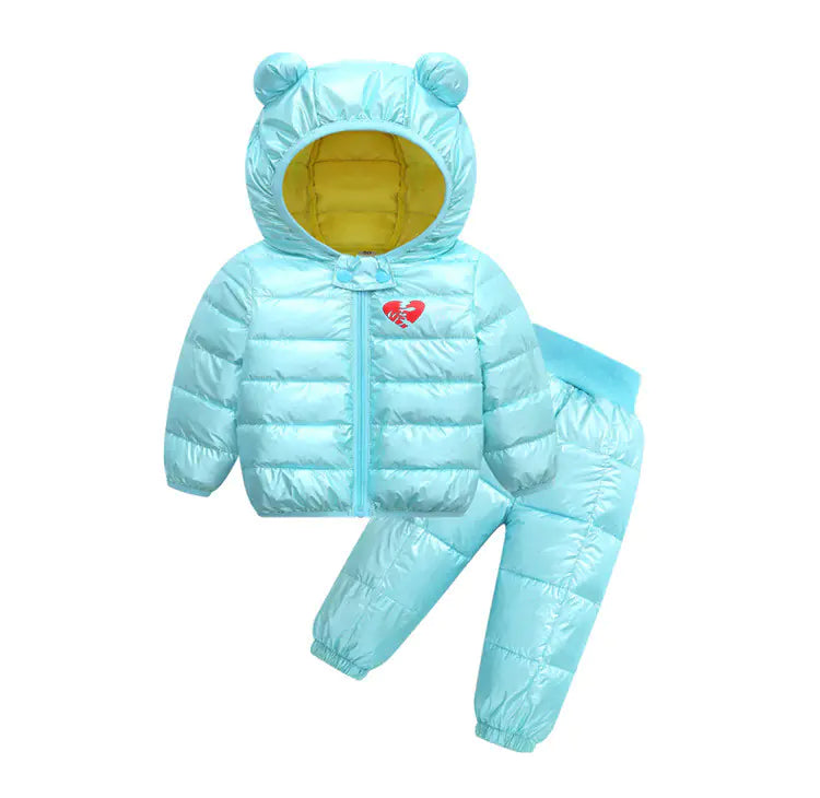 🧥: Kids' Down Jacket and Cotton Coat Two-Piece Set