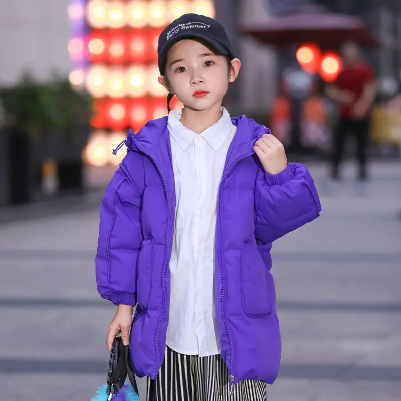 🧥: Thick Kids' Down Jacket - Mid-Length Unisex Winter Coat