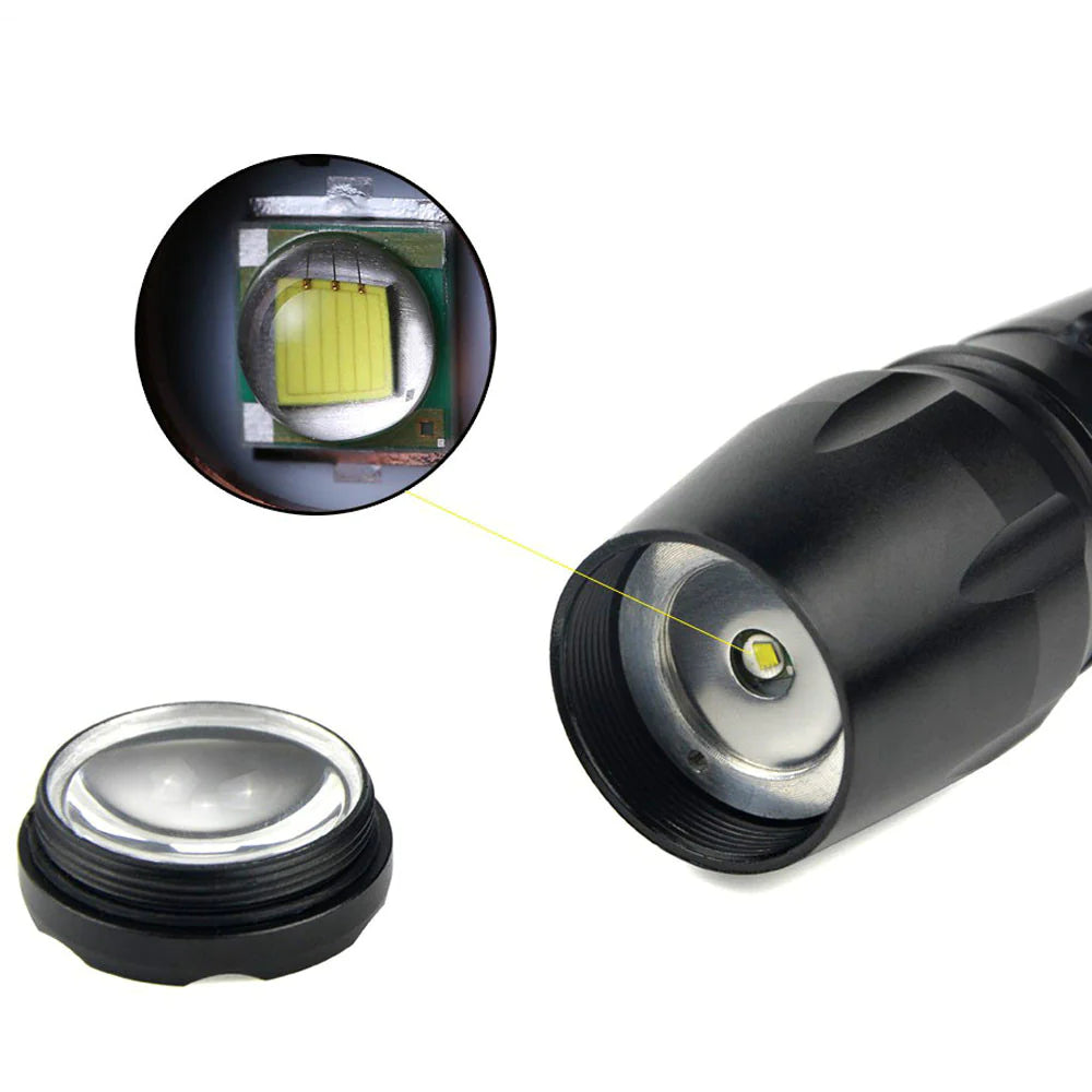 🔦 Super-Bright 90000LM LED Tactical Flashlight - 5 Modes Zoomable Torch