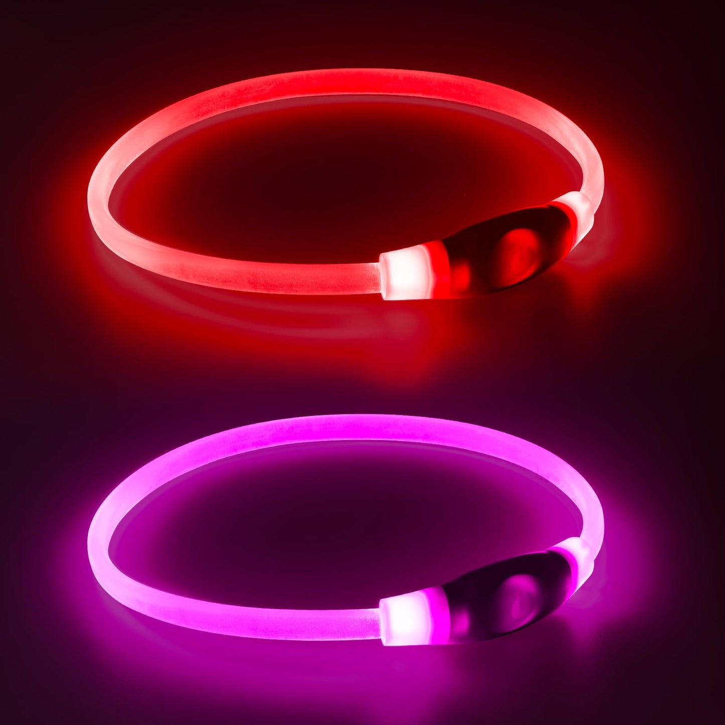 🐕: LED Dog Collar 2-Pack – USB Rechargeable, Waterproof Glow Collars Visible Up to 547 Yards for Safe Night Walks