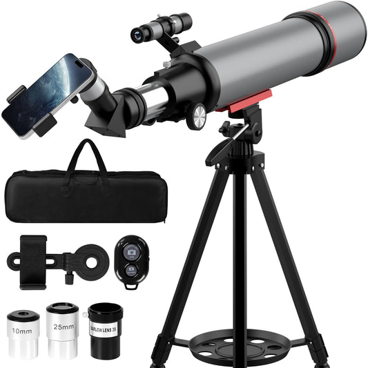 🔭: Aurosports 90mm Refractor Telescope — 600mm | 30x–180x Magnification | Phone Adapter, Wireless Remote & Carry Bag