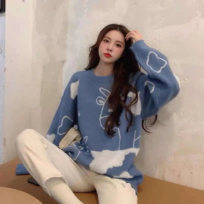 👚: Korean Style Loose Pullover Sweater for Casual Wear